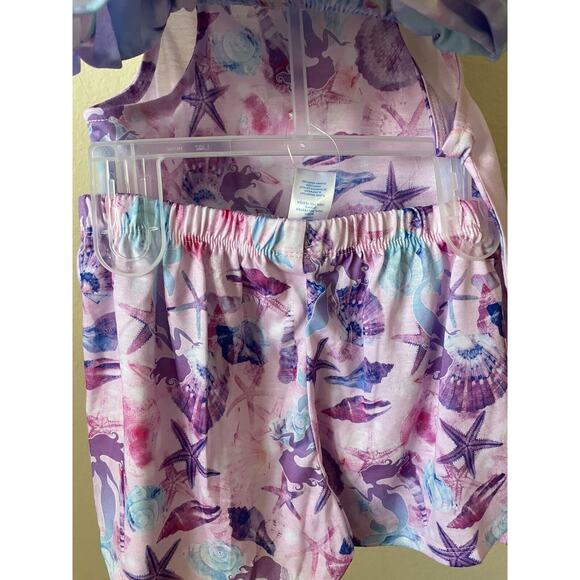 Mermaids Sea Shells Starfish Unicorns Sleeveless Top Shorts Pajama Set M 7/8 - Picture 3 of 6